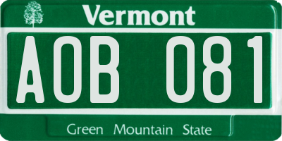VT license plate AOB081