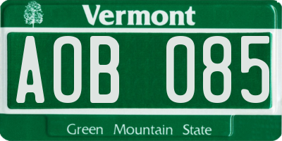 VT license plate AOB085