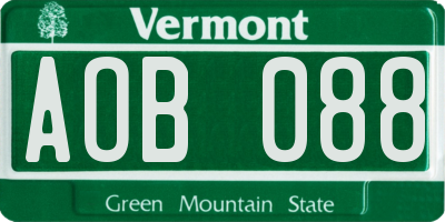 VT license plate AOB088