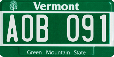VT license plate AOB091