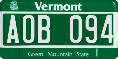 VT license plate AOB094