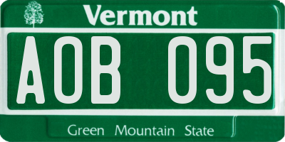 VT license plate AOB095