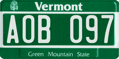 VT license plate AOB097