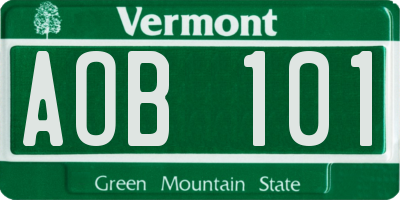 VT license plate AOB101