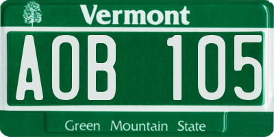 VT license plate AOB105