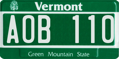 VT license plate AOB110