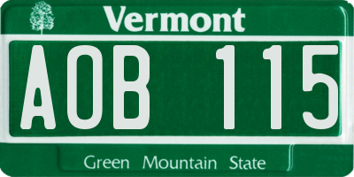 VT license plate AOB115