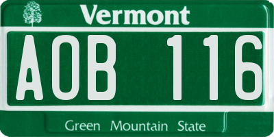 VT license plate AOB116