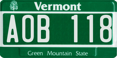 VT license plate AOB118