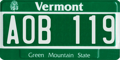 VT license plate AOB119