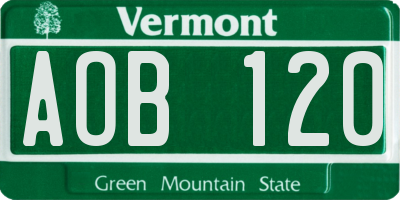 VT license plate AOB120