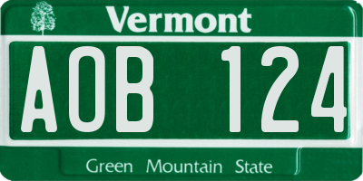 VT license plate AOB124
