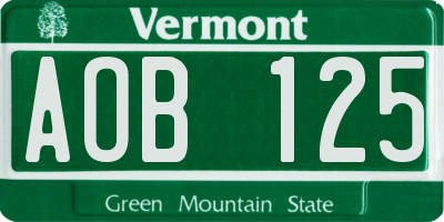 VT license plate AOB125