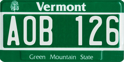VT license plate AOB126