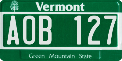 VT license plate AOB127