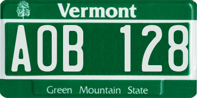 VT license plate AOB128