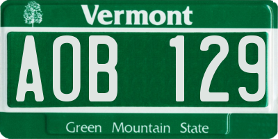 VT license plate AOB129