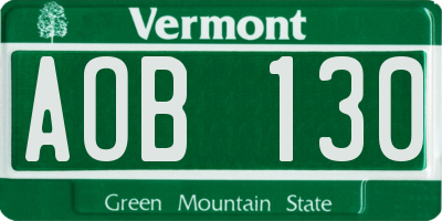 VT license plate AOB130