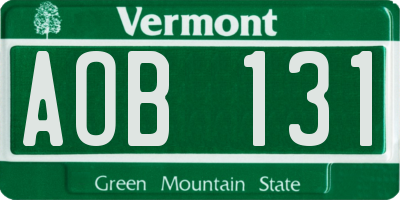 VT license plate AOB131