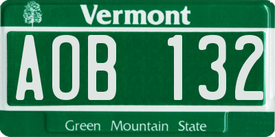 VT license plate AOB132