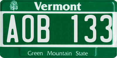 VT license plate AOB133