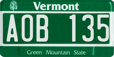 VT license plate AOB135