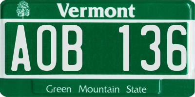 VT license plate AOB136
