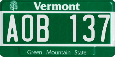 VT license plate AOB137