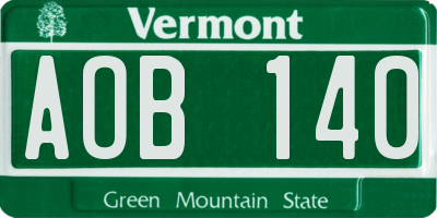 VT license plate AOB140