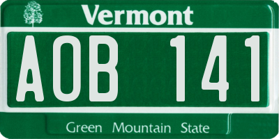 VT license plate AOB141
