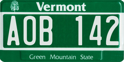 VT license plate AOB142