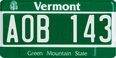 VT license plate AOB143