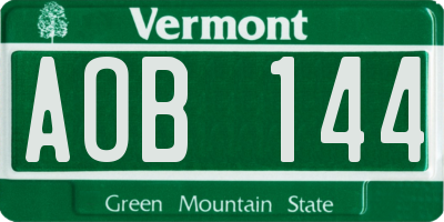 VT license plate AOB144