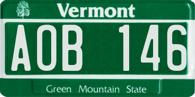 VT license plate AOB146