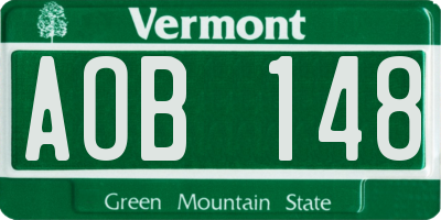 VT license plate AOB148