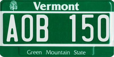 VT license plate AOB150
