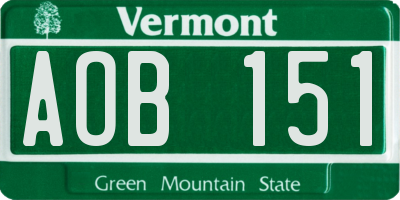 VT license plate AOB151