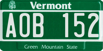 VT license plate AOB152