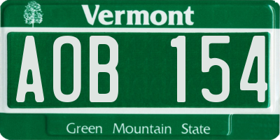 VT license plate AOB154