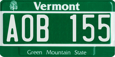 VT license plate AOB155