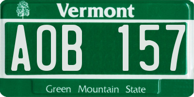 VT license plate AOB157