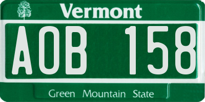 VT license plate AOB158