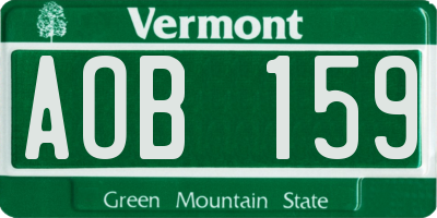 VT license plate AOB159