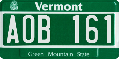 VT license plate AOB161