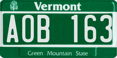 VT license plate AOB163