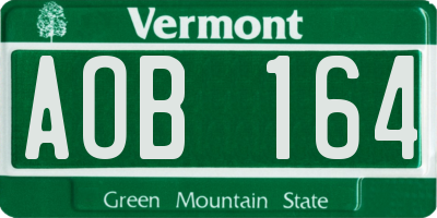 VT license plate AOB164