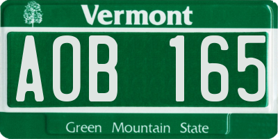 VT license plate AOB165