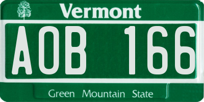 VT license plate AOB166