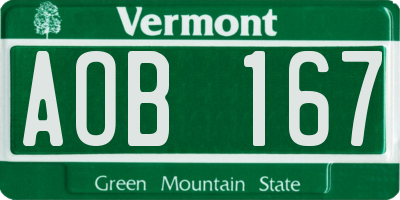 VT license plate AOB167