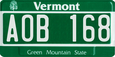 VT license plate AOB168